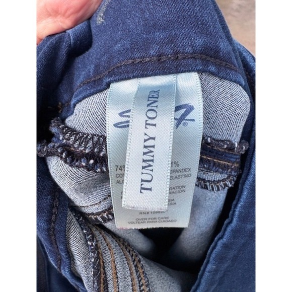 Seven7 Tummy Toner Blue Wash Denim Skinny Jeans Women Size 14 Elastic Waist - Picture 5 of 10